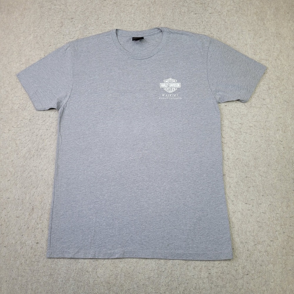 Harley Davidson Waikiki Honolulu T Shirt Womens Large Gray‎ Short Sleeve Biker